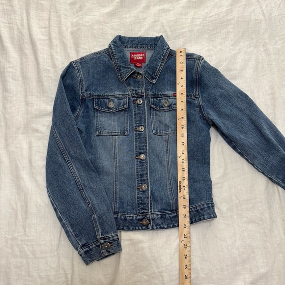 GUESS VTG Denim Button Down Blue Jean Jacket Women's Medium Y2K Classic Grunge - Picture 2 of 8